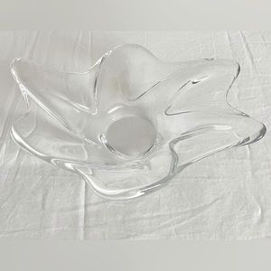 Daum France Vintage Signed Clear Crystal Glass Dish 12”x 10”x3”
